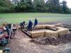 In with the hazel pins to retain bales onto sleepers