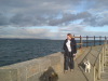 Mevagissey outer harbour wall- ooooh it's windy