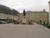 Mozart square.  Wolfgang Amadeus Mozart, born here in 1756.